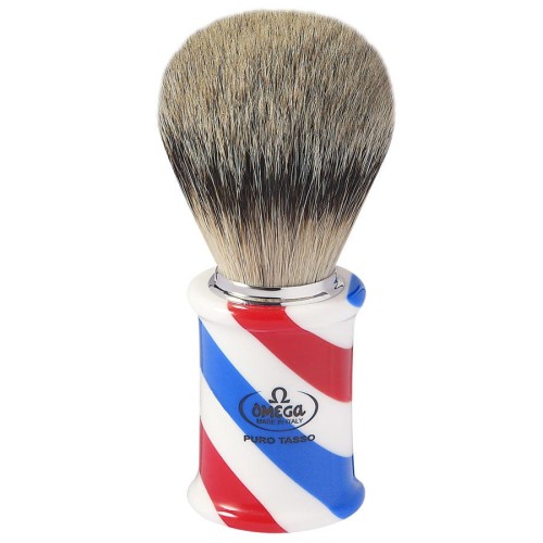 Omega Barber Pole Pędzel do Golenia z Włosiem Borsuka 6735 