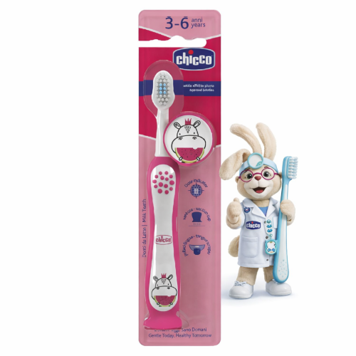 Chicco Szczoteczka do zębów 3–6 lat Różowa Hippo