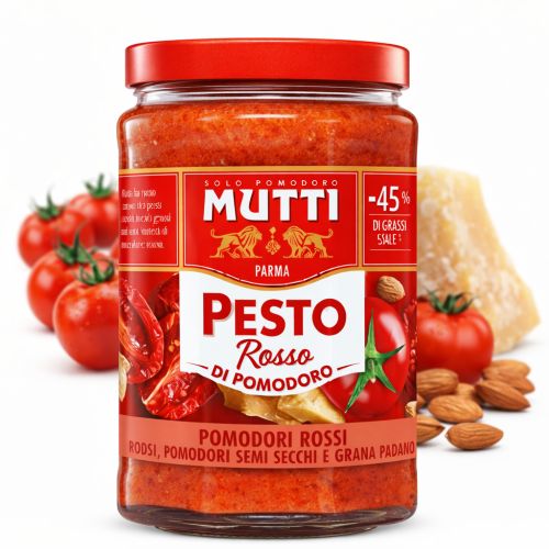 Mutti Pesto Rosso z suszonych pomidorów 180 g – włoskie pesto pomidorowe