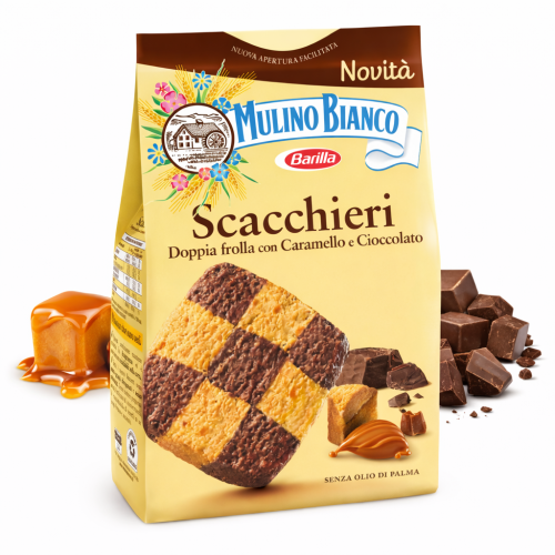 Mulino Bianco Scacchieri – włoskie ciastka czekoladowo-karmelowe 300 g