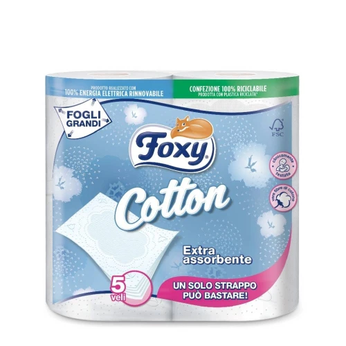 Foxy Cotton Papier Toaletowy 4 Rolki 5 Warstw