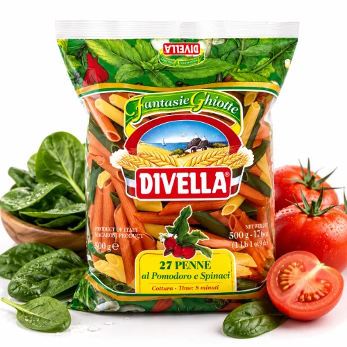 Divella Makaron Penne Tricolore Szpinaki i Pomidor 500 g