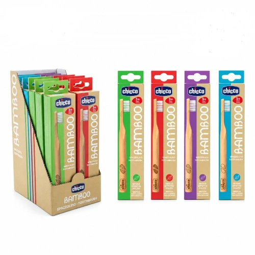 Chicco Szczoteczka Bambusowa do Zębów dla Dzieci 3+ – Kolor do Wyboru